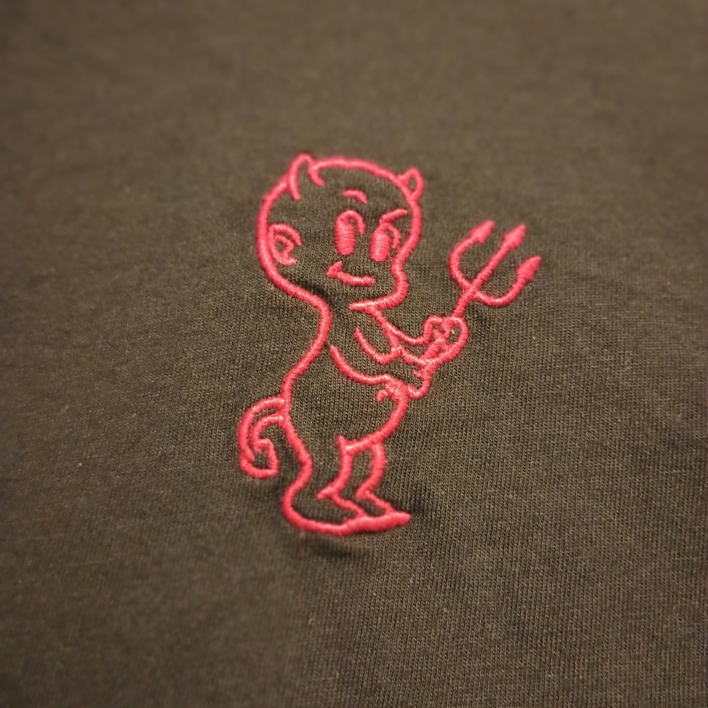 XS Little Devil With Pitchfork Black And Red Cropped Punk/Rockabilly Tshirt